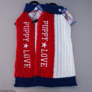 2‑Pack Dog Sweaters – Patriotic “Puppy Love” – Size Large – New with Tags